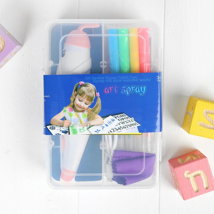 Набор для творчества с распрыскивателем фломастера 12 шт, трафареты 6 шт