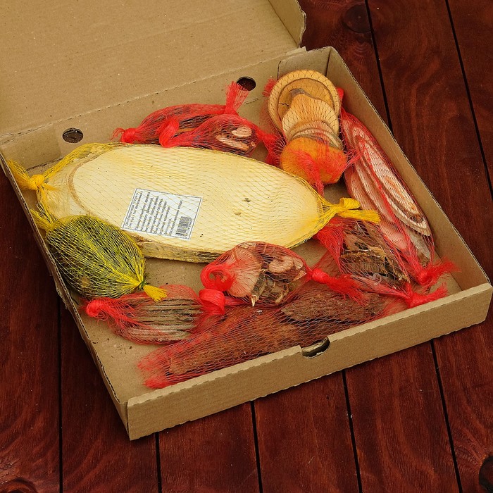 Набор для творчества «Эко-4»: спилы ясеня, косой спил берёзы, кора, мох, можжевельник 2х вид 39086