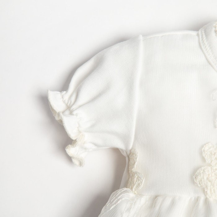 Набор Крошка Я: платье с коротким руковом на резинке и повязка, 62-68 см (р-р 24), белый