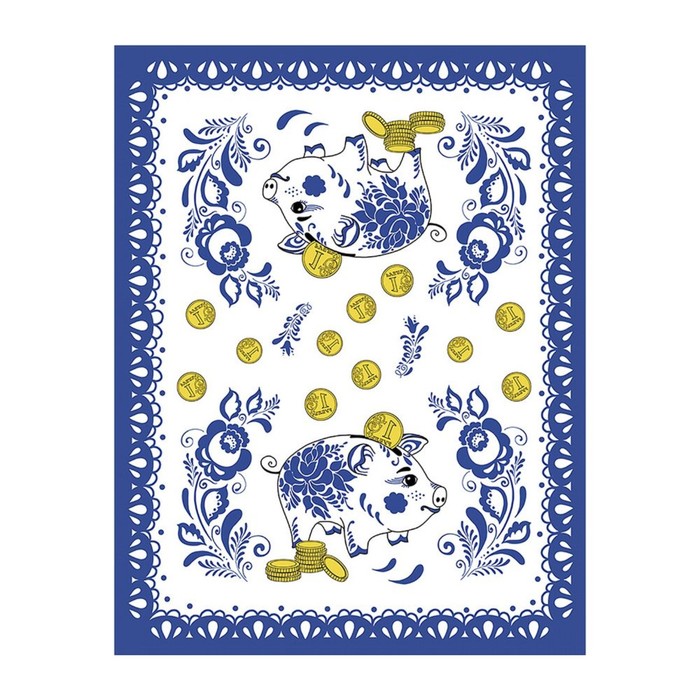 Полотенце «Свинка-копилка», размер 48х62 см, микс