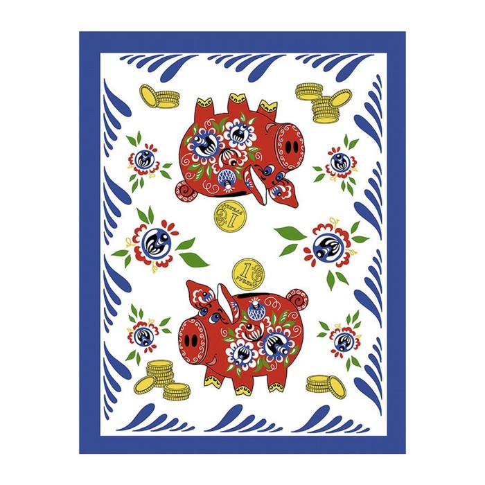 Полотенце «Свинка-копилка», размер 48х62 см, микс