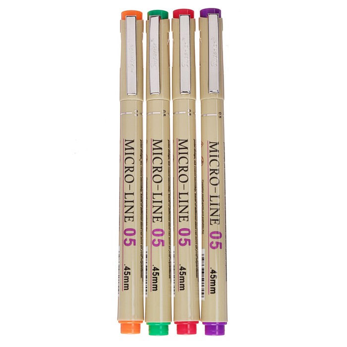 Набор ручек капиллярных линеров цветных 4цв MS-807С