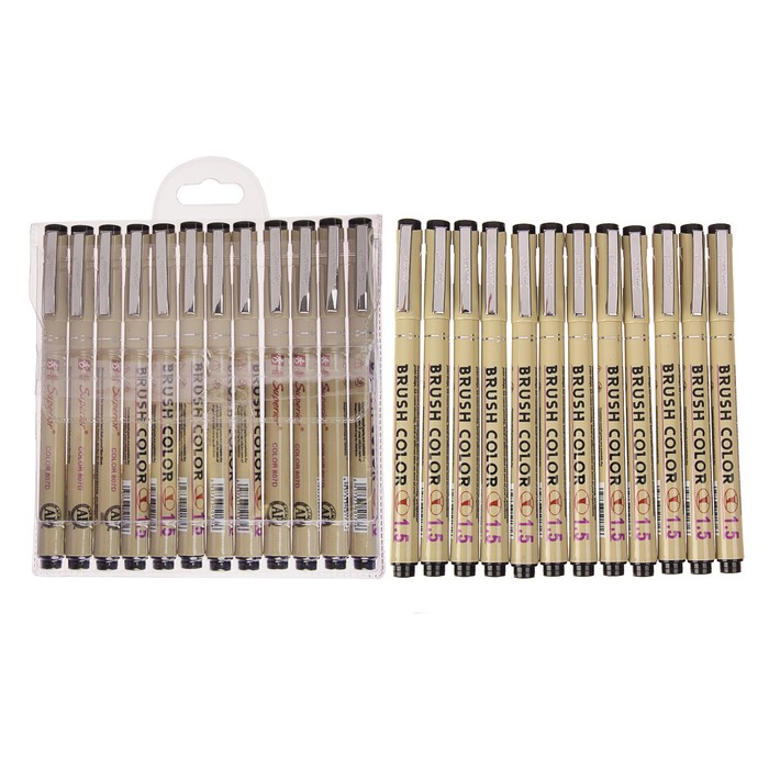 Набор маркеров с наконечником Кисть черных 12шт MS-807D