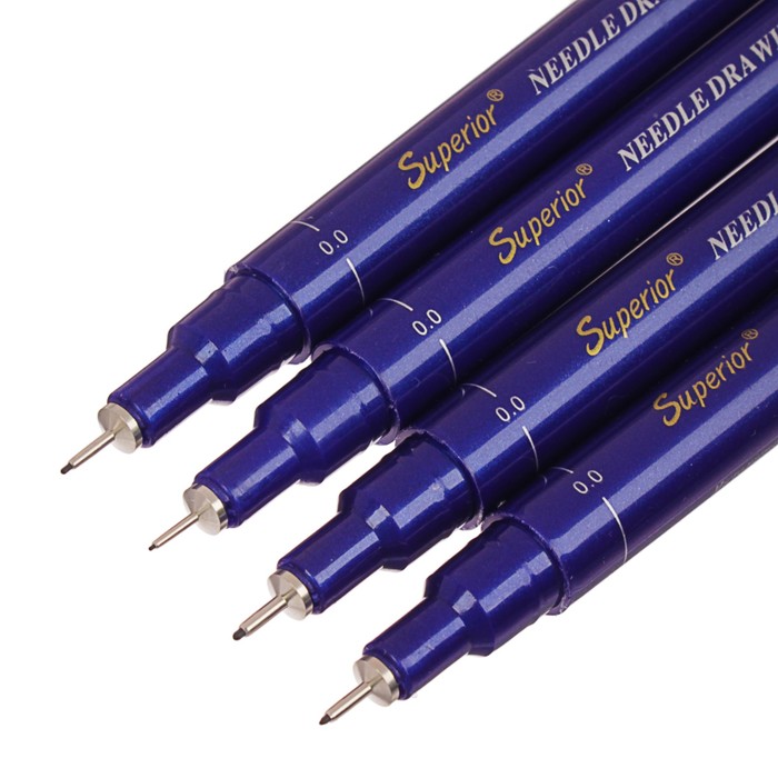 Набор ручек капиллярных линеров черных 4шт MS-807B