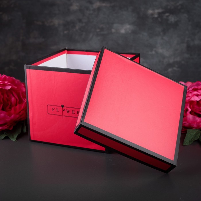 Набор квадратных коробок 2в1, 20 х 20 х 17 - 18 х 18 х 16 см, цвет малиновый