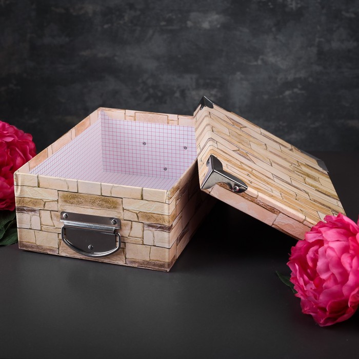 Набор прямоугольных коробок 2в1, 31,5 х 22,3 х 12,2 - 28 х 20,3 х 10,5 см, цвет бежевый