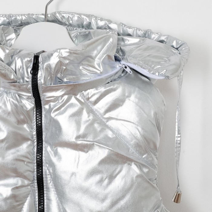 Жилет для девочки с капюшоном, без клапанов Т-12, серебро, рост 146-152 (40)