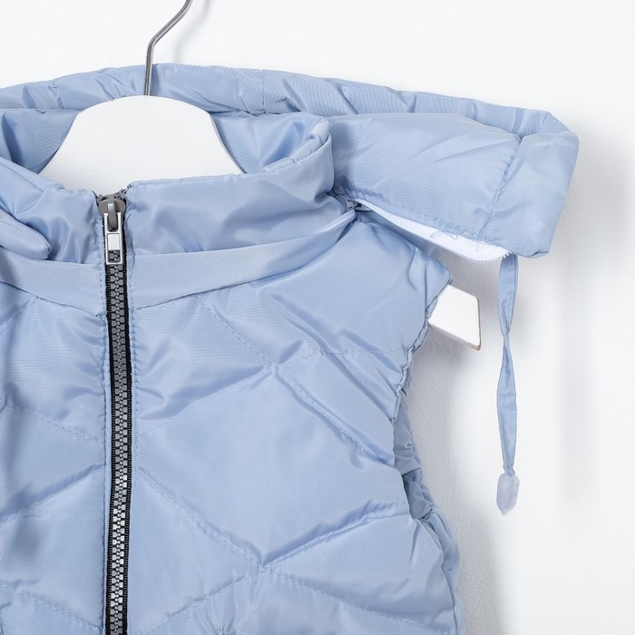 Жилет для девочки с капюшоном, голубой, рост 104-110 (26)