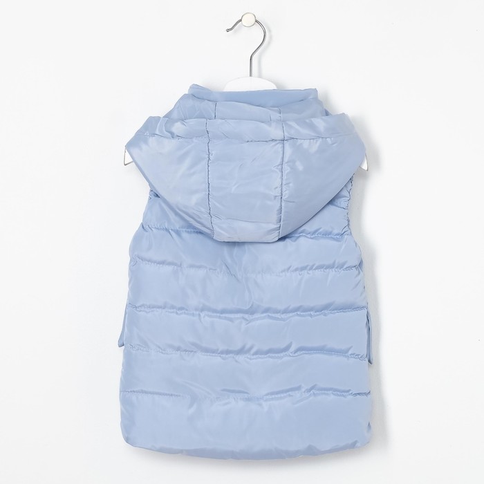 Жилет для девочки с капюшоном, голубой, рост 104-110 (26)