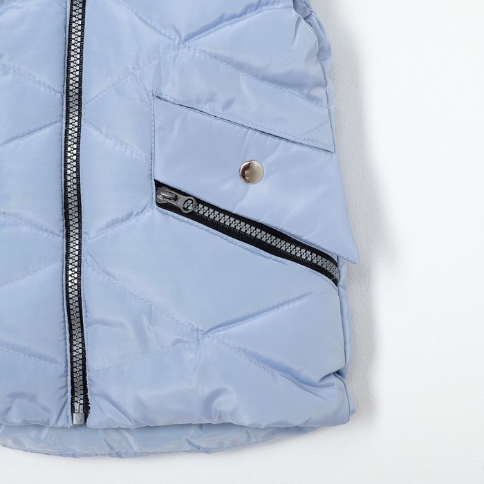 Жилет для девочки с капюшоном, голубой, рост 110-116 (28)