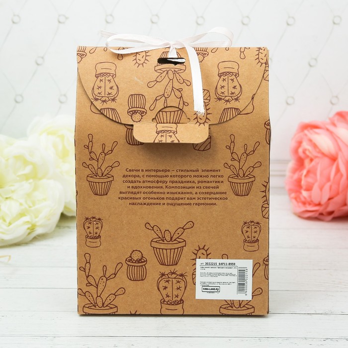 Набор свечей с кактусом "Моменты лета", 14 х 17,5 см