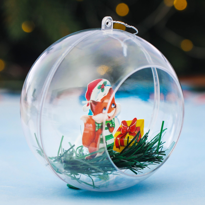 Шар ёлочный с композицией "Верных друзей!", 10 см