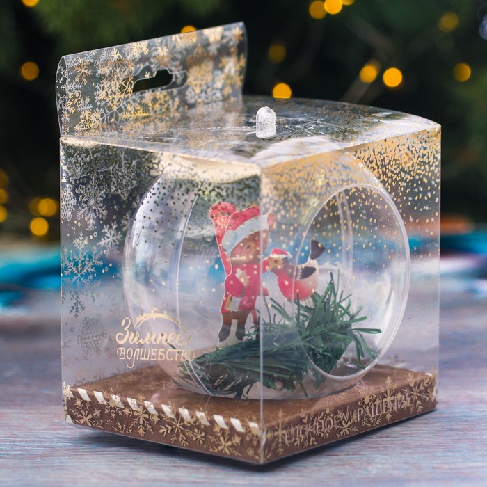 Шар ёлочный с композицией "Новогодняя почта счастья", 10 см