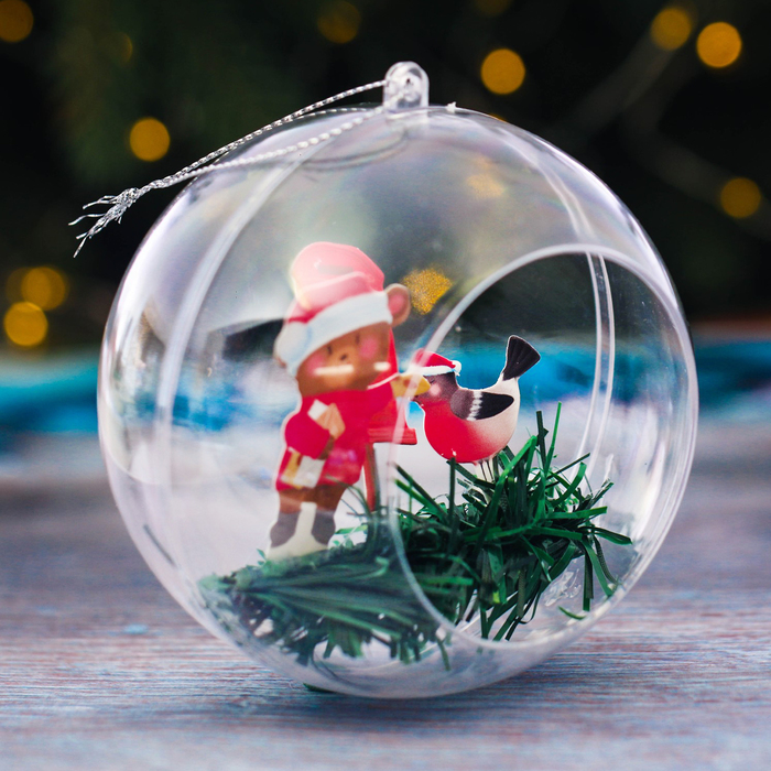 Шар ёлочный с композицией "Новогодняя почта счастья", 10 см