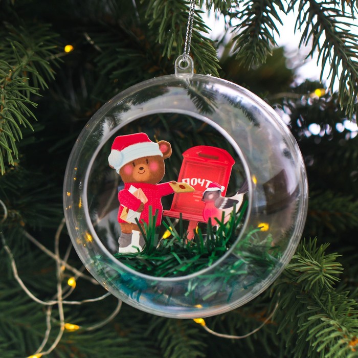 Шар ёлочный с композицией "Новогодняя почта счастья", 10 см