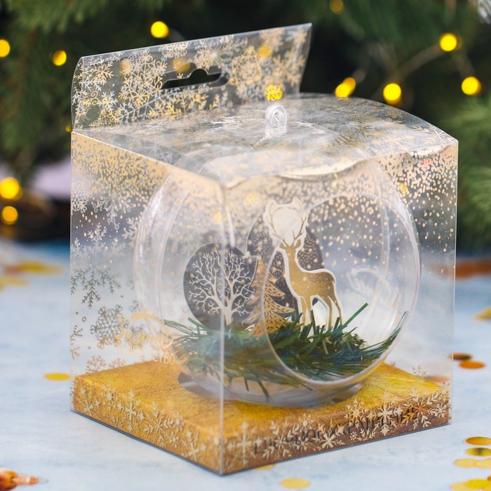 Шар ёлочный с композицией "Сказочный лес", 10 см