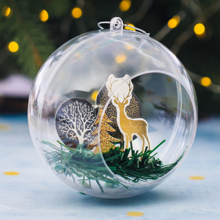 Шар ёлочный с композицией "Сказочный лес", 10 см
