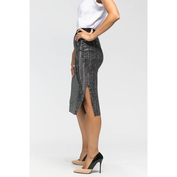 Юбка карандаш металлик р.44 цв серебро