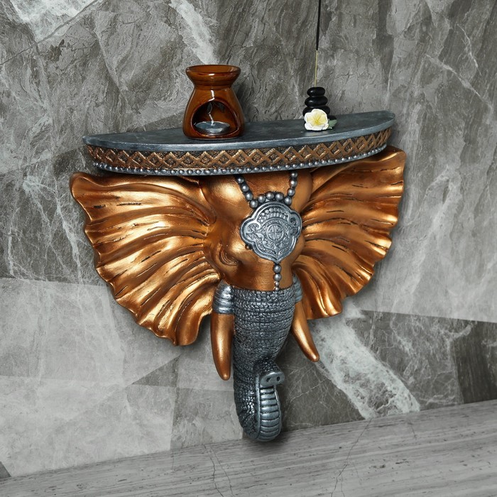 Консоль "Индийский слон", цвет бронза / серебро, 40 х 38 см