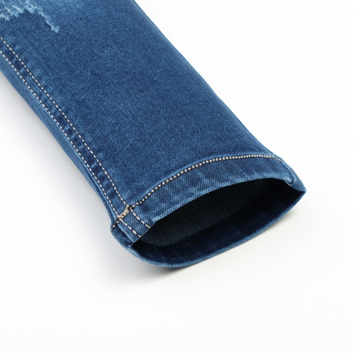 Джинсы для девочки вышивка фламинго А.2819, синий, рост 86