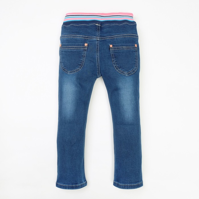 Джинсы для девочки вышивка сердечки А.2816, синий, рост 116