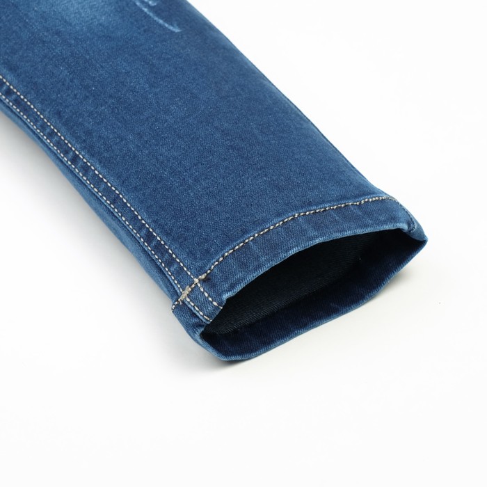 Джинсы для девочки вышивка цветы/стразы А.2828, синий, рост 92