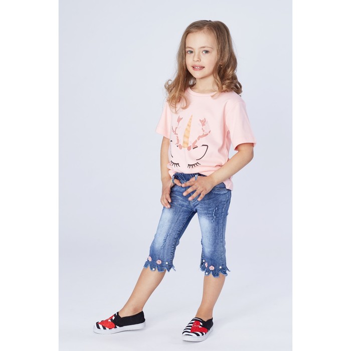 Бриджи для девочки джинсовые А.821, рост 128