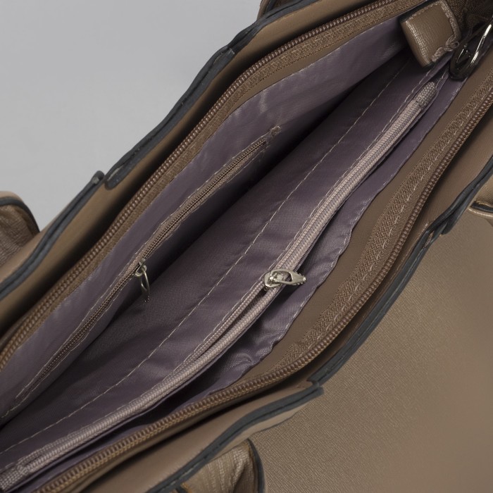 Сумка женская, отдел с перегородкой на молнии, наружный карман, цвет хаки