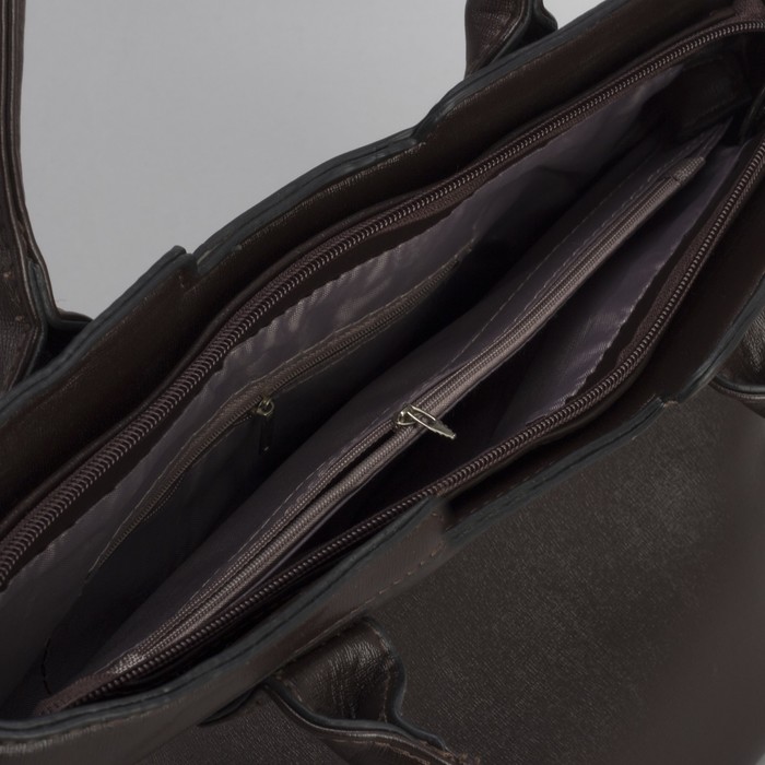 Сумка женская, отдел с перегородкой на молнии, наружный карман, цвет кофе