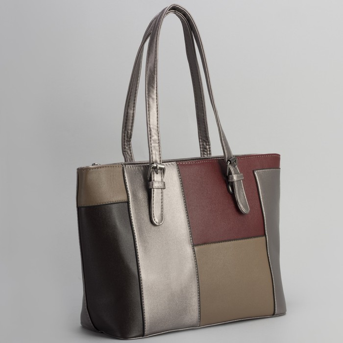 Сумка женская, отдел с перегородкой на молнии, наружный карман, цвет серебристый