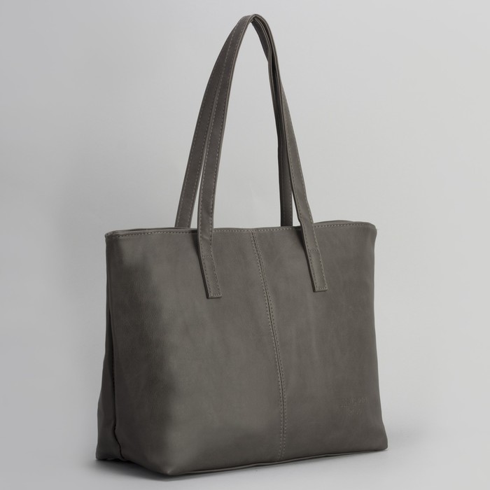 Сумка женская, отдел с перегородкой на молнии, наружный карман, цвет серый