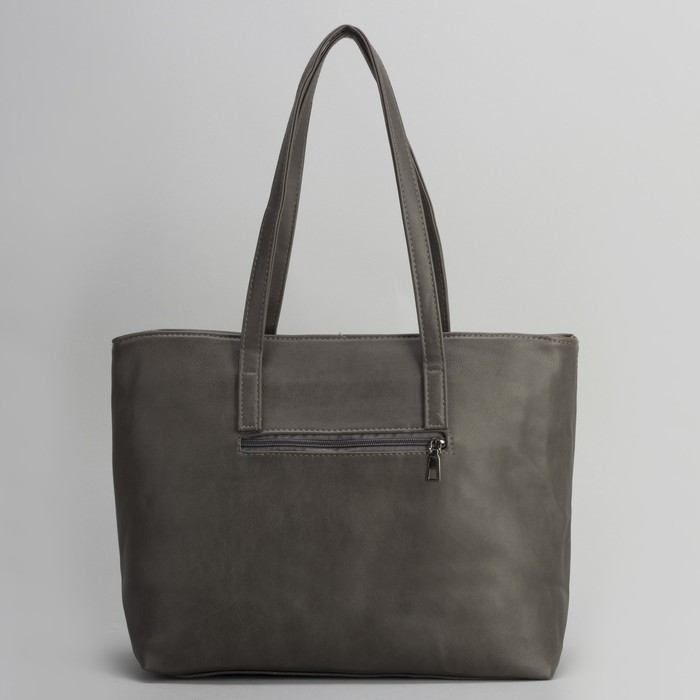 Сумка женская, отдел с перегородкой на молнии, наружный карман, цвет серый