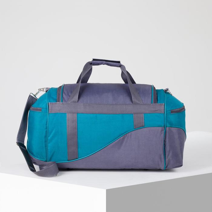 Сумка спортивная, 1 отдел, 3 наружных кармана, ремень, цвет серый/морской