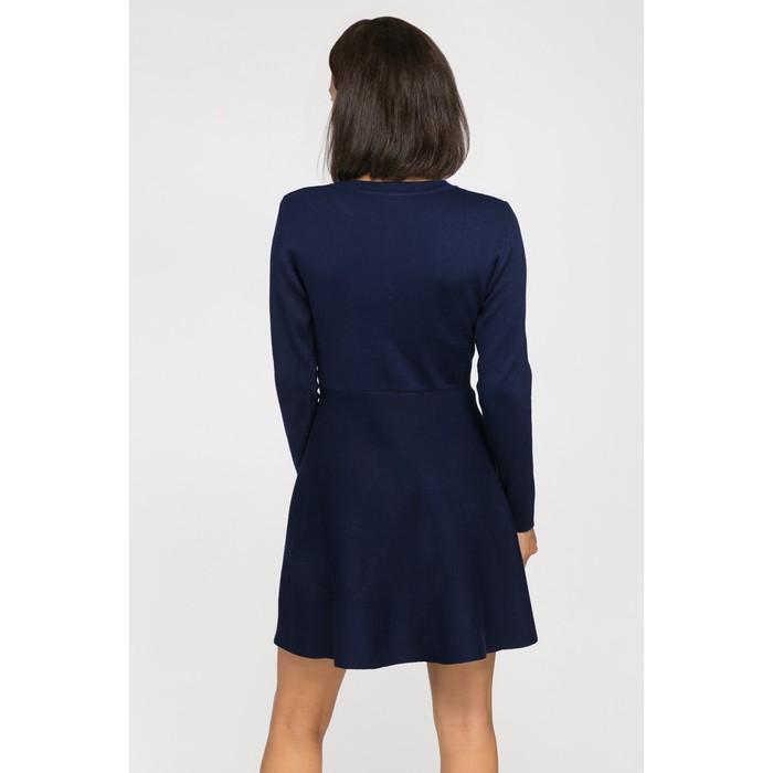 Платье вязаное вышивка, р.42, цв.тёмно-синий,