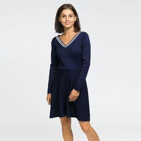 Платье вязаное V-вырез, размер 42, цвет тёмно-синий Ош