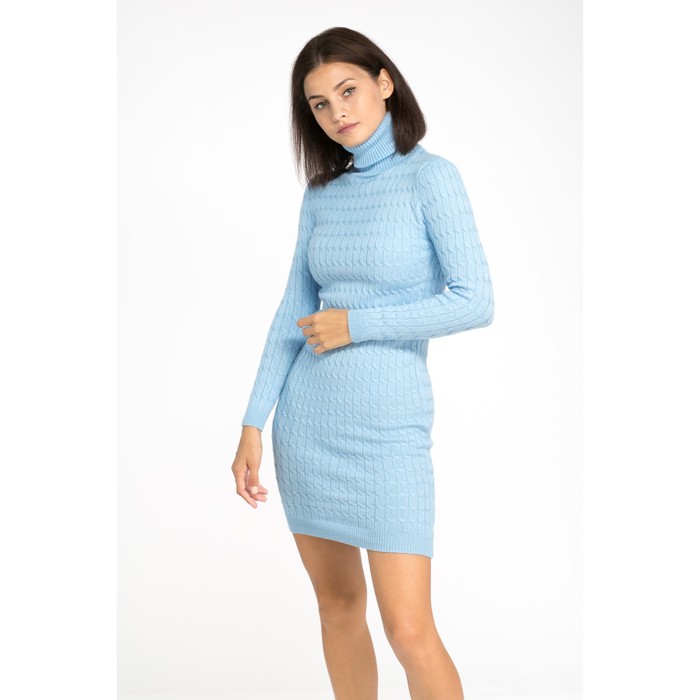 Платье вязаное коса, р.42, цв. голубой,