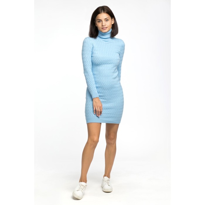 Платье вязаное коса, р.42, цв. голубой,