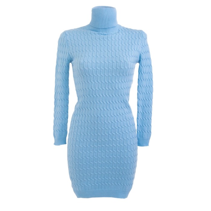 Платье вязаное коса, р.42, цв. голубой,