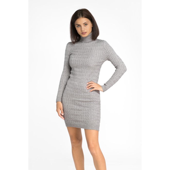Платье вязаное коса, р.42, цв. серый,
