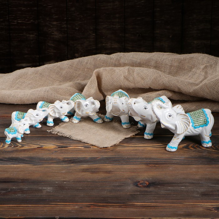 Сувенир "Белые слоны", золото, средний