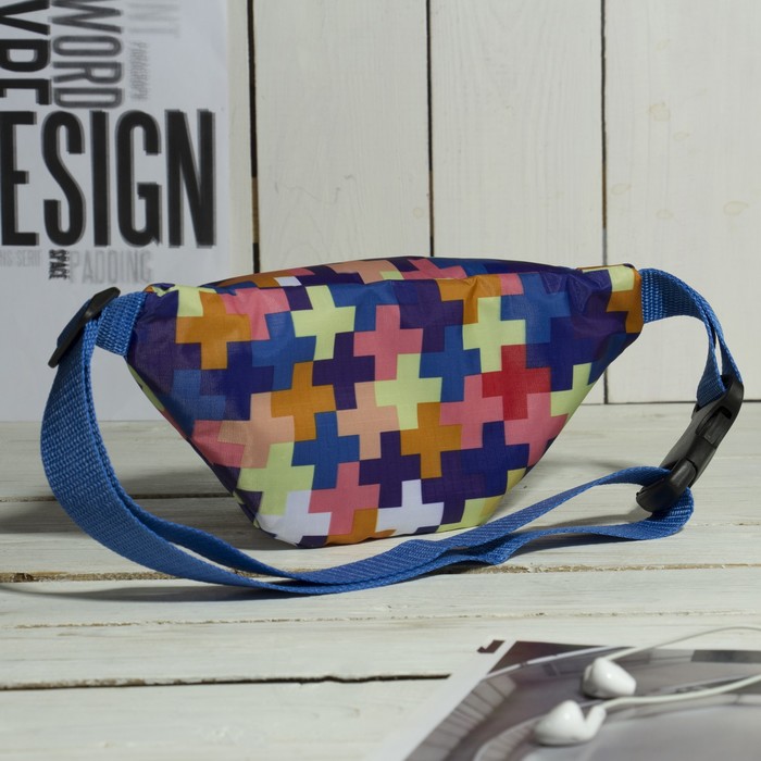 Сумка поясная «Пиксель», отдел на молнии, регулируемый ремень, цвет васильковый