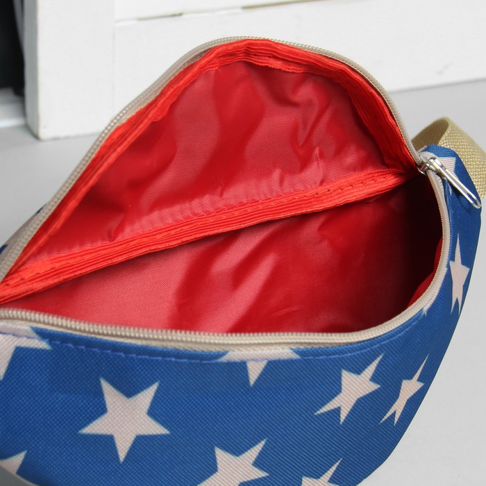 Сумка поясная «Звёзды», отдел на молнии, регулируемый ремень, цвет синий