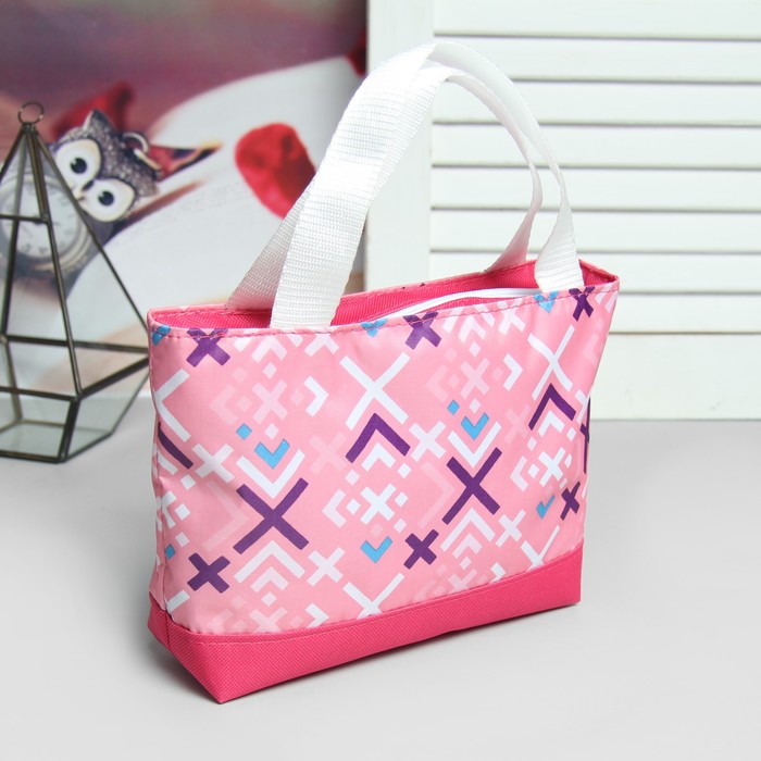 Сумка детская, отдел на молнии, цвет розовый/белые полоски