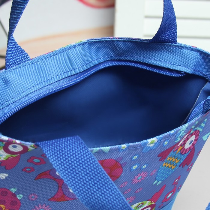 Сумка детская «Птички», отдел на молнии, цвет васильковый
