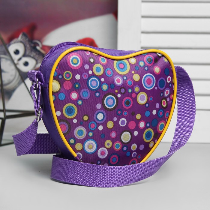 Сумка детская «Горох», отдел на молнии, длинный ремень, цвет сиреневый