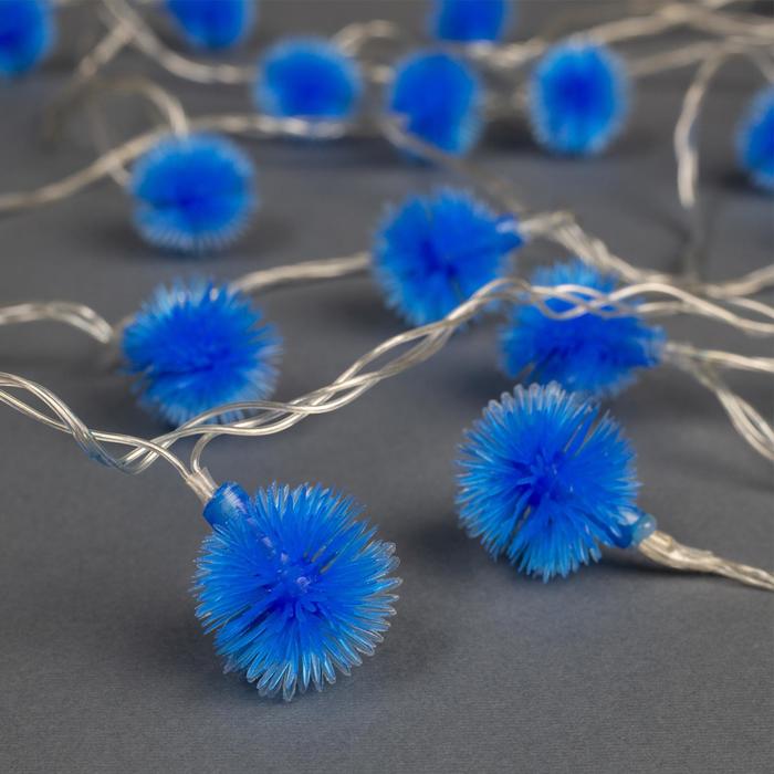 НИТЬ, 5м. с насад. “Ежики Синие”, Н.С. LED-30-220V, 8 режимов, СИНИЙ