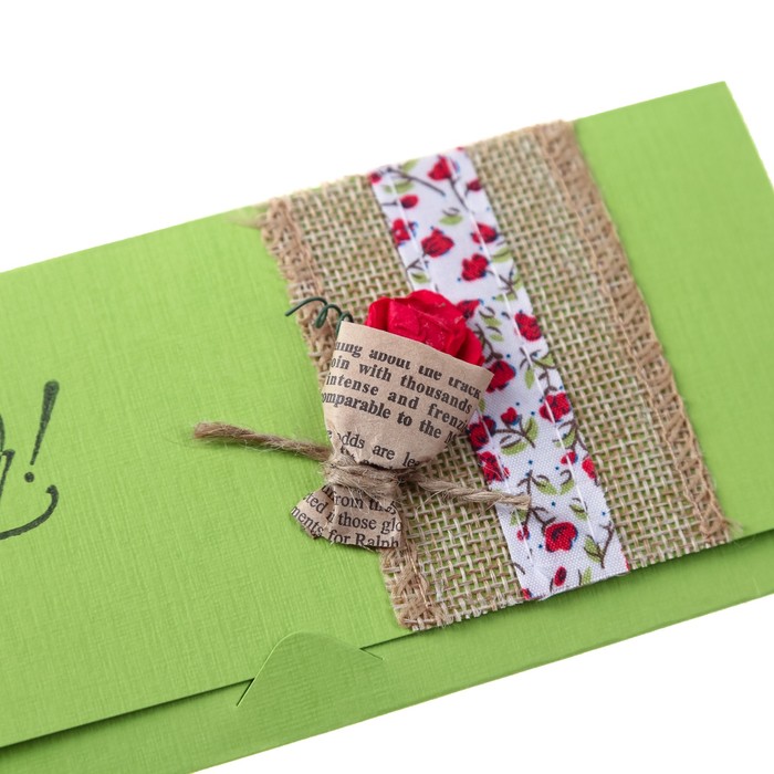 Конверт для денег "С Днём Рождения!" ручная работа, зелёный фон