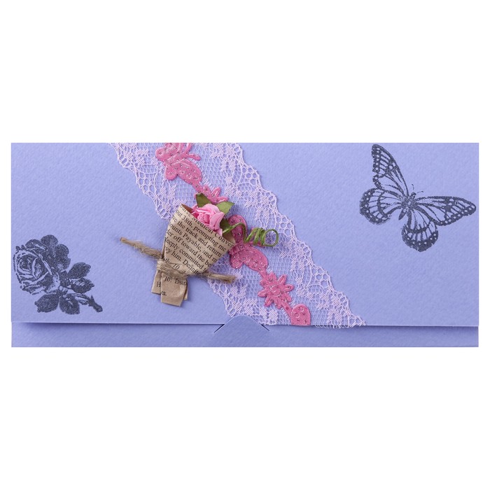 Конверт для денег "С Днём Рождения!" ручная работа, фиолетовый фон