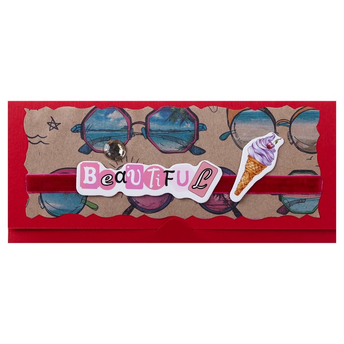 Конверт для денег "Пожелания" ручная работа, МИКС