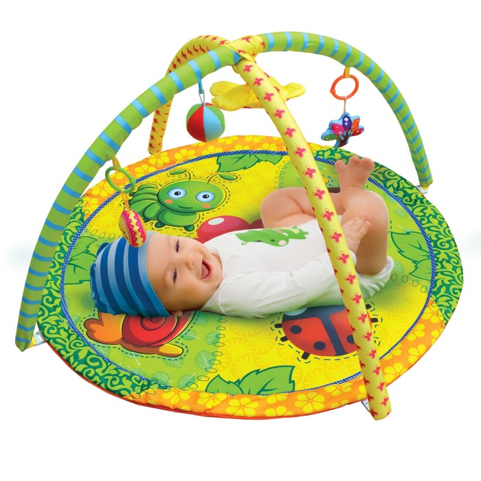 Развивающий коврик «Летняя полянка», 5 игрушек, с зеркальцем